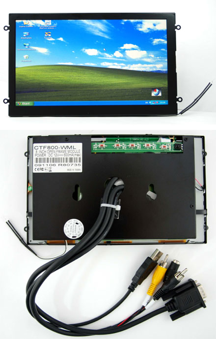 CTF800-<b>WML</b> - VGA 8.0" (16:9) TFT - Touchscreen USB - Video - <b>OPEN-FRAME</b> (<b>500 nits, LED Backlight</b>)